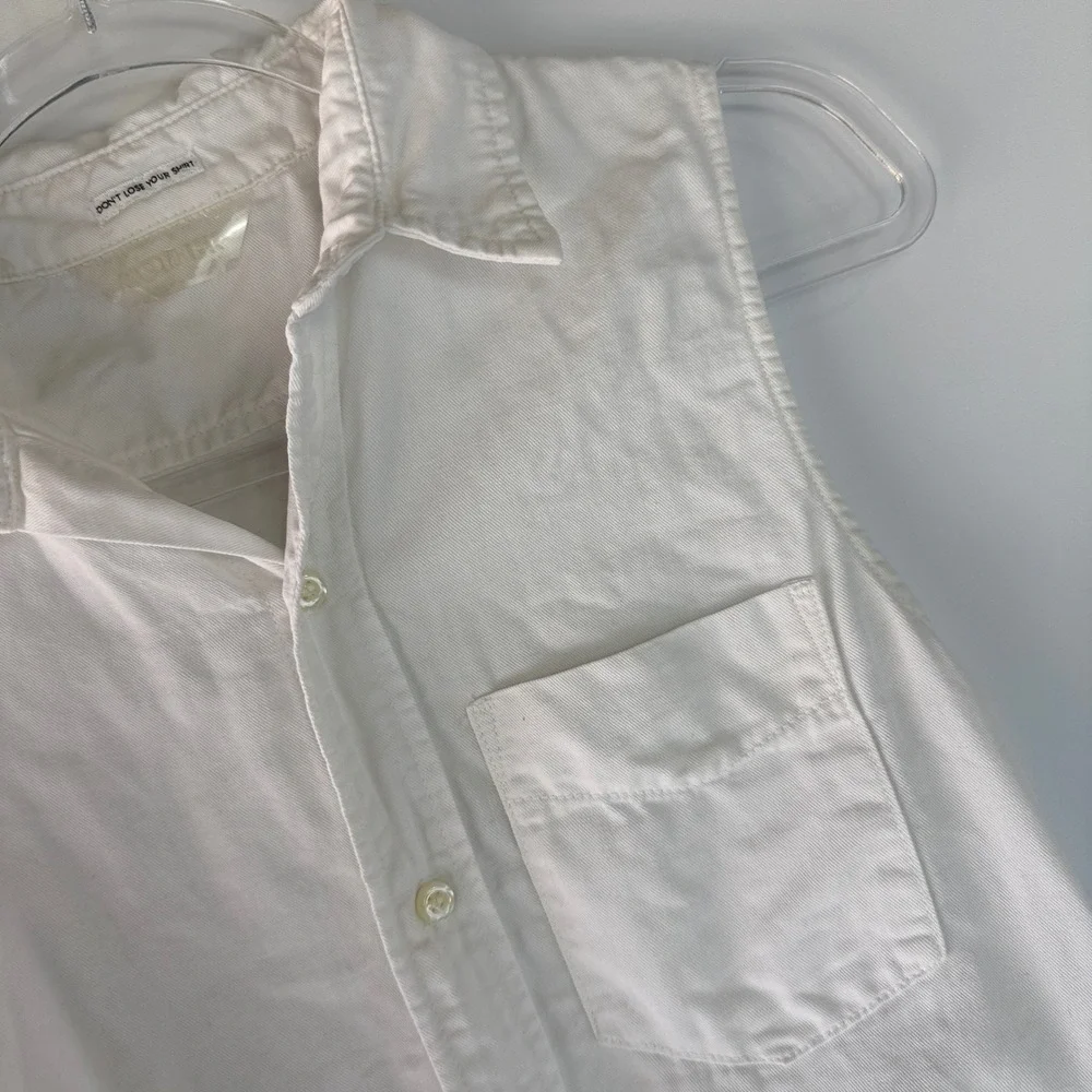MOTHER Sleeveless Foxy Knot Shirt Womens Size S White Cotton Linen Tie Front Top - Picture 8 of 13